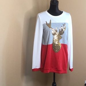 12PM by Mon Ami Blinged Reindeer Tunic size Large